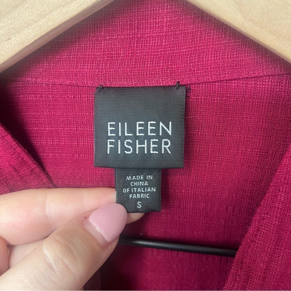 Eileen Fisher Raspberry Linen Blend Button Front … - image 3